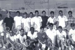 1967 GWHS tennis team with coach Irwin Hoffman (left front) and Bruce Madison, Ed Reed, Don Gilman. Others? IDs welcome.